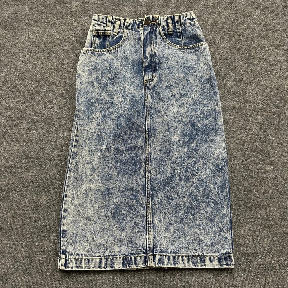 Stefano Denim Skirt Womens Size 24 Blue Acid Wash Vintage High Waist Midi Pencil